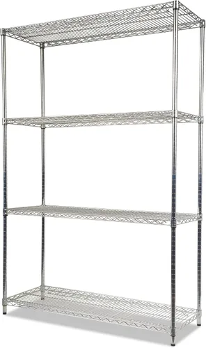 Miniatura 6 de Alera ALE Industrial - Kit de inicio de estantería de alambre resistente, 4 estantes, 48 pulgadas de ancho x 18 pulgadas de profundidad x 72 plateado