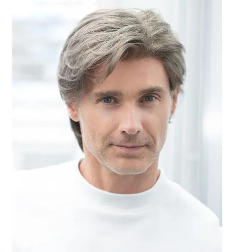 Sistema de cabello tipo tupé para hombre, con encaje frontal suizo, para hombres, sistema de reemplazo de cabello humano real, nudo blanqueado,