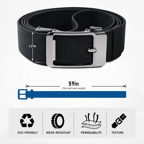 Miniatura 2 de Cinturón estilo trinquete para hombre, cinturón tejido de nailon