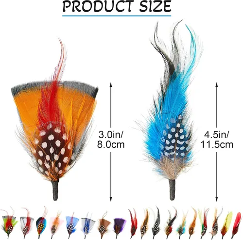 Miniatura 2 de Kenning 39 plumas de sombrero surtidas para sombreros coloridos reales para manualidades, decoración de boda, hombres y mujeres, aprox. 3.1-4.3 in