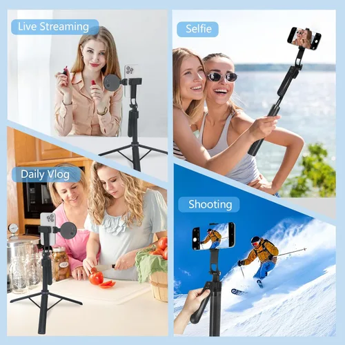 Miniatura 7 de Soporte de Trípode para Teléfono con Seguimiento Automático de Rostro Extensible, Compatible con Android/iPhone, Palos para Selfies con Rotación