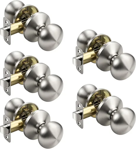 Miniatura 75 de KNOBWELL Paquete de 8 pomos de puerta de privacidad para baño y dormitorio, pomo de puerta negro mate con cerradura, cerradura de manija de puerta