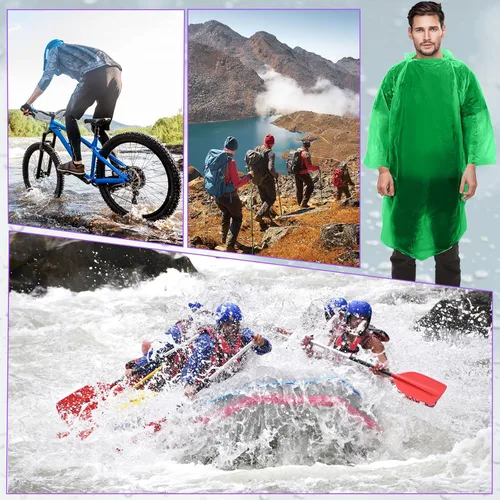 Miniatura 6 de Ponchos de lluvia desechables a granel para adultos, ponchos de emergencia con capucha para hombres y mujeres, viajes, camping, senderismo