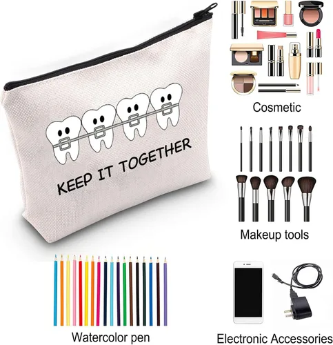 Miniatura 5 de ZJXHPO Kit de supervivencia de ortodoncista, regalo de apreciación de ortodoncista, bolsa de maquillaje con cremallera, regalo de ortodoncista