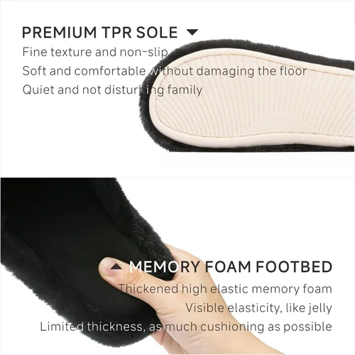 Miniatura 4 de Chantomoo Pantuflas de espuma viscoelástica para mujer, con banda cruzada, de piel sintética, regalo