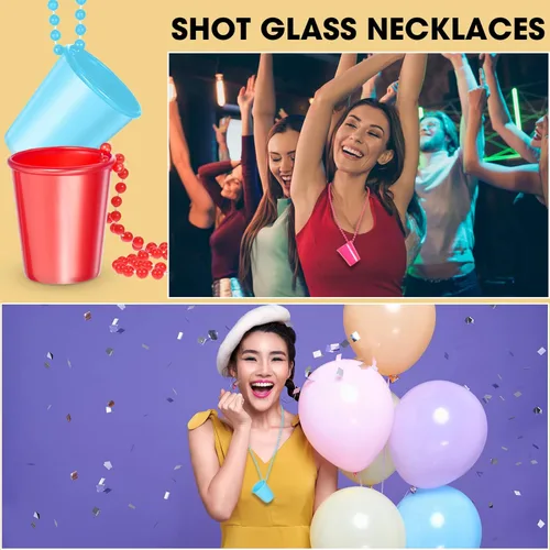 Miniatura 5 de 48 piezas de chupito en el collar, collar de chupito de plástico, taza de despedida de soltera, collar de cristal con cuentas para novia y novio