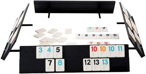 Miniatura 3 de Homwom 106 Tiles Rummy Game – Juegos de viaje Rummy Juego de mesa Rummy con estuche de aluminio y 4 bandejas antideslizantes duraderas