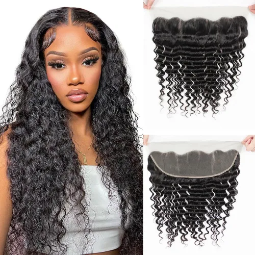 Miniatura 12 de CHEEON Frontal de encaje HD de 13 x 4 de 12 pulgadas, cabello humano brasileño ondulado con cierre frontal de encaje, 100% cabello humano virgen sin