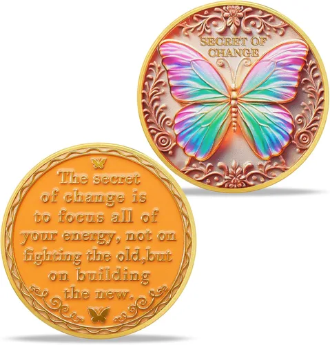 Miniatura 7 de Moneda de sobriedad con flor de mariposa Moneda AA de gracia sobria – Medallón de chip AA con alcohol anónimo inspirador Monedas de alcohólicos