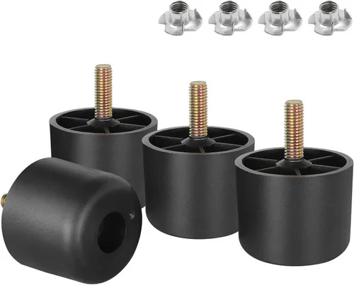 Miniatura 11 de Pernos de rosca métrica M8-1.25, patas de plástico para muebles de 2.4 pulgadas, patas de sofá redondas negras cónicas con tuercas en T, repuesto