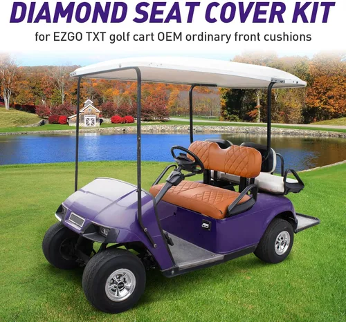Miniatura 3 de NOKINS Juego de Fundas de Asiento de Diamante para Carrito de Golf, Compatible con EZGO TXT 1994-2013/EZGO RXV Almohada de Asiento Delantero