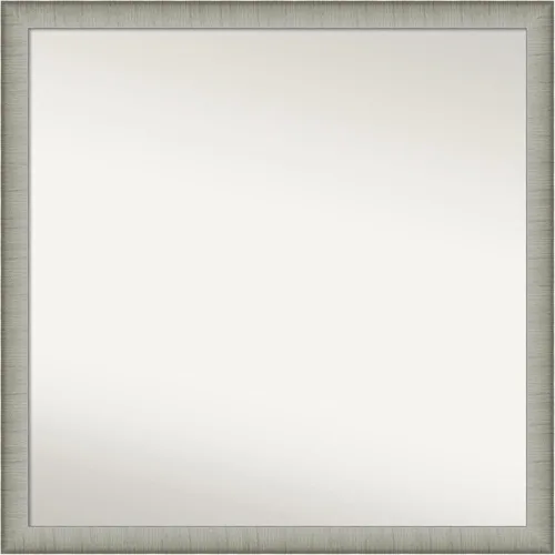 Miniatura 105 de Amanti Art Espejo de baño plateado para sobre fregadero, 25 x 25 pulgadas, espejo de tocador cuadrado estrecho de níquel cepillado, marco de madera
