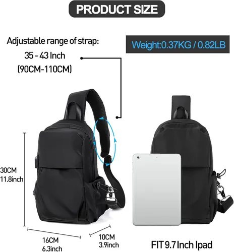 Miniatura 4 de SEAFEW Mochilas tipo bandolera tácticas, negro - pequeño, Mochilas Sling