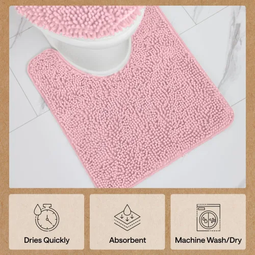 Miniatura 370 de Gorilla Grip - Tapete de baño de felpilla gruesa, suave y absorbente, secado rápido, de microfibra, con reverso de caucho, para piso de ducha, Nube