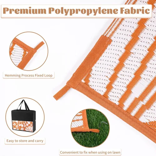 Miniatura 6 de Ileading Alfombra de Paja de Plástico para Exteriores 5x8 pies Estilo Floral Divertido Alfombras de Área Reversibles para Patio Impermeables