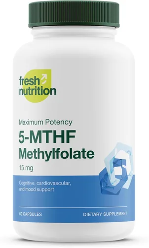 L Metilfolato 15mg - Máxima potencia - Vitamina activa B9 Biodisponibilidad superior - 5-MTHF metil folato para estado de ánimo, cognición,