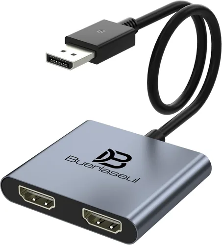Miniatura 9 de DisplayPort to Dual HDMI Splitter 4K@60Hz, USB-C Powered, DisplayPort 1.4 MST Hub DP to HDMI 1 in 2 Out Splitter for Dual Monitors Extended/Clone