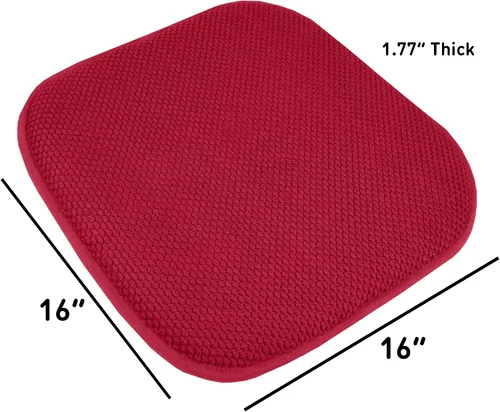 Miniatura 148 de Sweet Home Collection Cojines de espuma viscoelástica para silla, goma antideslizante y diseño de panal de abejas y esquinas redondeadas de 16 x 16