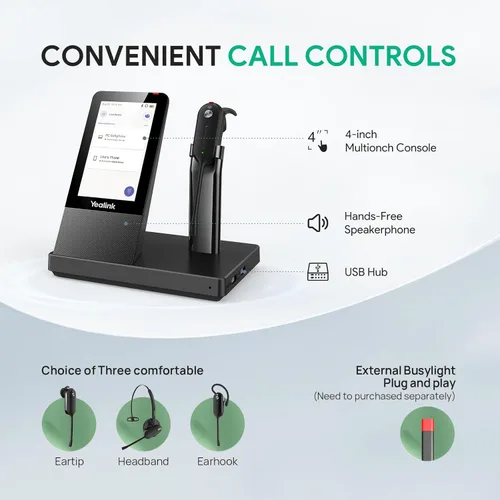 Miniatura 6 de Yealink WH67 Auriculares Inalámbricos DECT Actualizados, Certificados para Teams, Compatible con Teléfono de Escritorio, PC, Teléfono Móvil