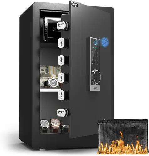 Miniatura 11 de Caja de seguridad biométrica de huellas digitales DAYI, cajas de seguridad para el hogar de 2.0 pies cúbicos con bolsa ignífuga, caja de seguridad