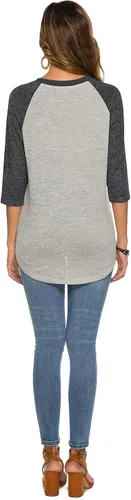 Miniatura 6 de HOCOSIT - Camiseta básica de verano para mujer con cuello redondo, estilo novio y manga raglán