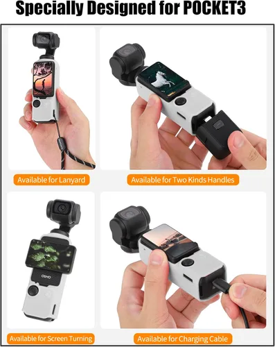 Miniatura 4 de Funda de silicona Pocket3 para DJI Osmo Pocket 3 accesorios de cámara, funda protectora suave antiarañazos y anticaídas