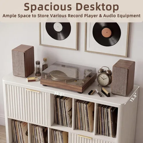 Miniatura 6 de LELELINKY Soporte grande para tocadiscos – Armario de discos de 39.5 pulgadas con almacenamiento de vinilo abierto con capacidad para hasta 400
