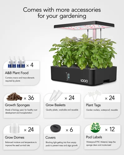Miniatura 3 de iDOO Kit de sistema de cultivo hidropónico de 12 vainas, regalos de Navidad para mujeres y madres, jardín de hierbas interior con luz de cultivo LED