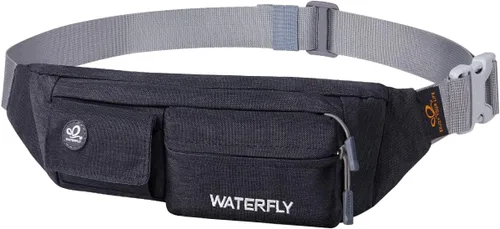WATERFLY Riñonera para Mujeres y Hombres Resistente al Agua Pequeña Bolsa de Cintura Delgada con 4 Bolsillos Bolsa Cruzada Ligera para el Pecho que
