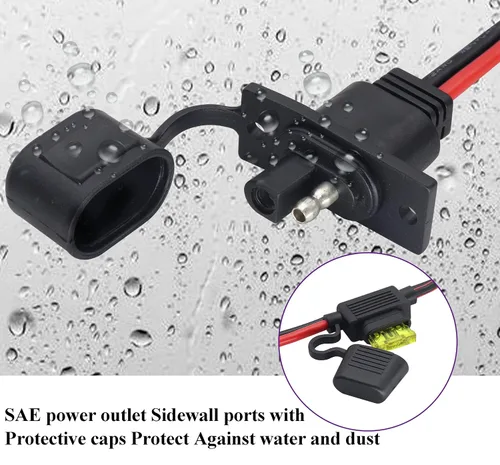 Miniatura 6 de SAE a SAE - Cable de puerto de pared lateral de toma de corriente solar, 12 AWG resistente a la intemperie, SAE de conexión rápida, montaje en panel
