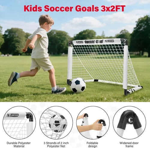 Miniatura 3 de KETIEE Porterías de fútbol para niños para patio trasero: juego de porterías de fútbol plegables de 35 x 23 pulgadas, portería de fútbol portátil