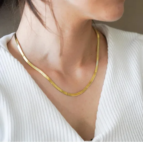 Miniatura 5 de JoycuFF Collar de espiga de oro para mujer, chapado en oro de 14 quilates, cadena de serpiente delicada, gargantilla de oro para mujeres y niñas
