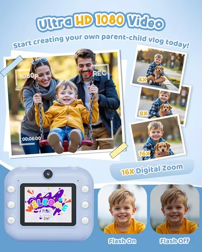 Miniatura 4 de Cámara Instantánea, Cámara de Selfie Dual Frontal Trasera para Niños con Videos de 1080P, Regalos de Cumpleaños y Vacaciones para Niños de 3 a 12