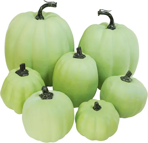 Miniatura 13 de 7 piezas de calabazas artificiales de otoño de tamaños variados, calabazas de cosecha, calabazas de espuma sintética para la temporada de otoño