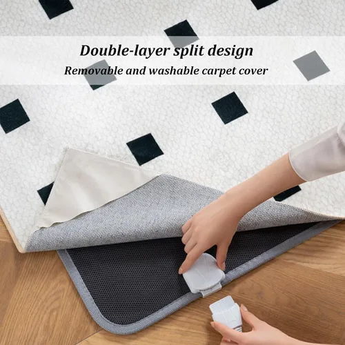Miniatura 3 de Portable Heated Floor Mat, Graphene Electric Heating Carpet with 12H Timing Function, Removable and Washable Design, Large Area Pad Warming Heater