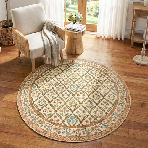 Miniatura 35 de jinchan Haden - Alfombra de entrada de 2 x 3 pulgadas, diseño floral vintage, lavable, suave, antideslizante, de pelo bajo, para puerta, cocina