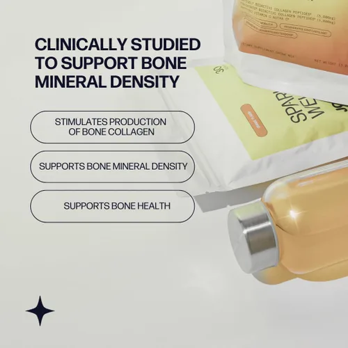 Miniatura 5 de Sparkle Wellness Bone Mineral Boost (naranja) [30 porciones] Suplemento de colágeno en polvo Péptidos de colágeno bioactivos FORTIBONE