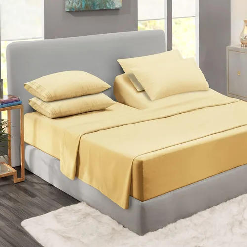 Miniatura 74 de Clara Clark - Juego de sábanas King con Flex Top, 6 piezas - Sábanas de lujo para cama King con cabeza dividida, juego de cama súper suave, King