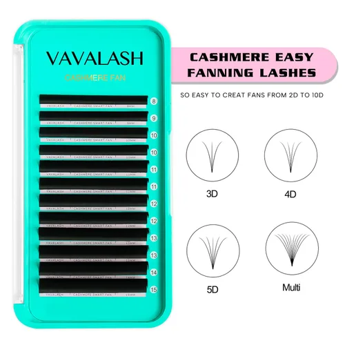 Miniatura 5 de VAVALASH - Extensiones de pestañas falsas de cachemira con forma de abanico fácil de 0.03 0.05 0.07 C/CC/D/DD, extensiones de pestañas de volumen