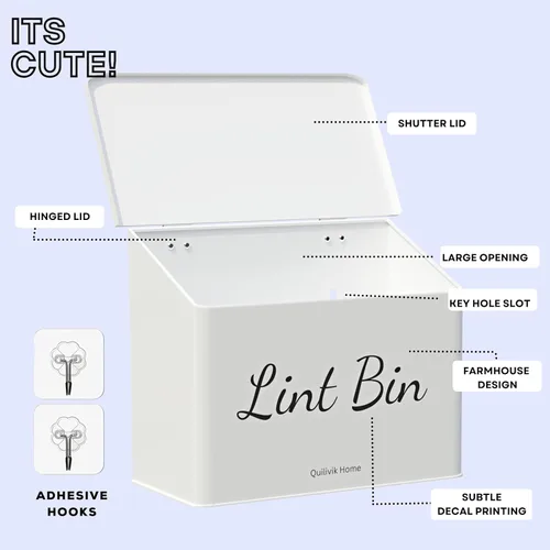 Miniatura 3 de Papelera metálica magnética con tapa para la decoración del cuarto de lavado con pequeño contenedor de pelusa Caja metálica Contenedores