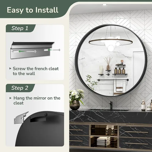 Miniatura 31 de TokeShimi - Espejo para pared de baño, espejo de tocador con marco de metal de aleación de aluminio mate cepillado e inoxidable, decoración rústica