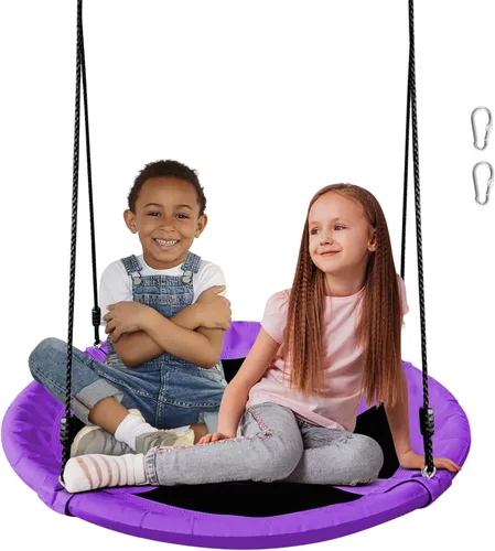 AB - Columpio de platillo para niños, columpio de árbol al aire libre de 40 pulgadas con capacidad de peso de 660 libras, tela Oxford impermeable