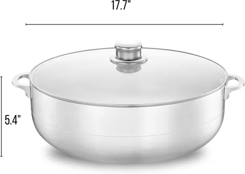 Miniatura 7 de Alpine Cuisine Olla Caliente Caldera de Aluminio Antiadherente con Tapa de Vidrio y Mango Remachado, Utensilios de Cocina Duraderos para Porciones
