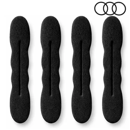 Styla Hair Black Magic Hair - Juego de 4 piezas de esponja de espuma grande, fuerte, flexible, reutilizable para peinados, peinados de ballet, giro