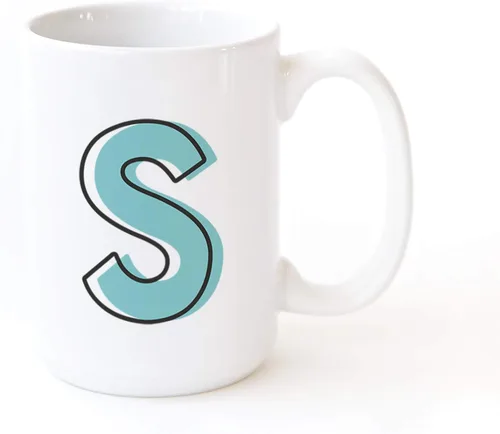 The Cotton & Canvas Co. Candy Pop - Taza de café personalizada con monograma inicial de letra S, taza de café de cerámica de porcelana. Para ella,