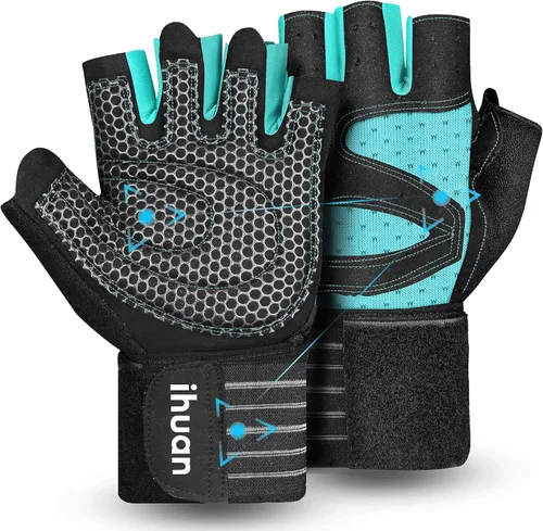Miniatura 10 de ihuan - Guantes de entrenamiento con ventilación, unisex, protección completa de la palma de la mano; para levantamiento de pesas, entrenamiento