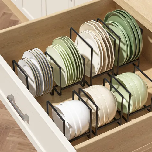 Miniatura 4 de 2 Organizadores Portaplatos Grandes 2 Organizadores Portaplatos Pequeños Verticales para Gabinete Estantes para Secar Platos Organizadores de Platos