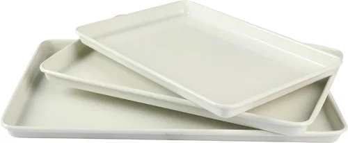 Martha Stewart Gallen - Juego de 3 bandejas de galletas, bandejas para hornear de 13 pulgadas, 15 pulgadas, 17 pulgadas, cerámica antiadherente, sin