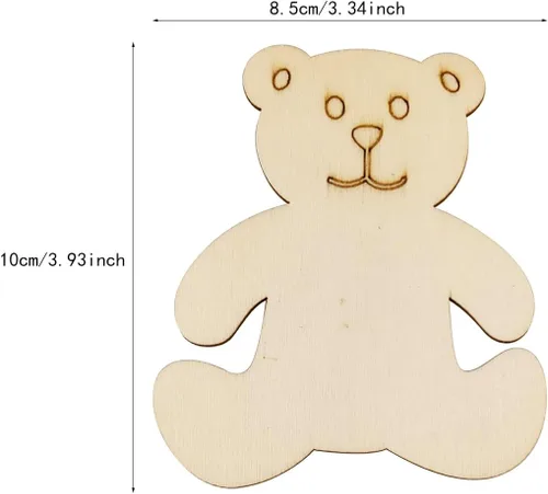 Miniatura 2 de Paquete de 32 adornos colgantes de oso de madera sin acabar, para manualidades, regalo para Acción de Gracias, Navidad, hogar, fiesta, decoración