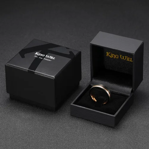 Miniatura 103 de King Will Anillo de boda de carburo de tungsteno para hombre con diseño de ranura, 6/7/0.315 in de ancho, acabado cepillado/pulido para hombre